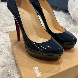Christian Louboutin navy blue Patent Heels with Red Soles